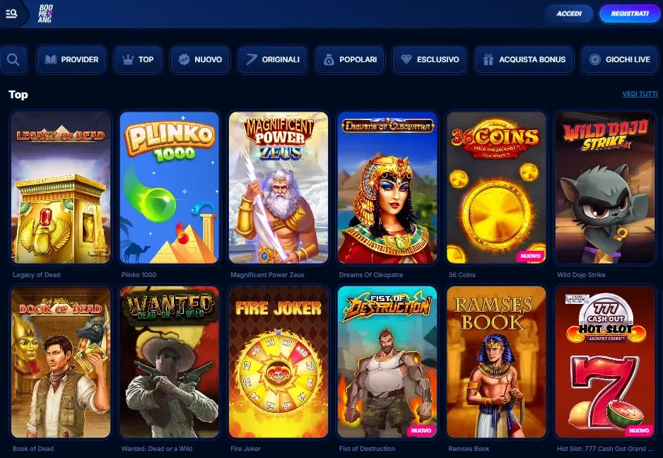 Licenza e sicurezza Boomerang Bet Casino per utenti italiani